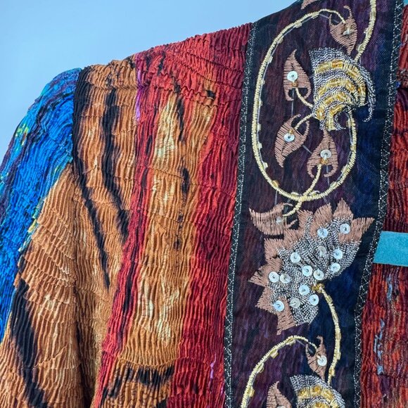 Colorful Beautiful Alberto Malaki Cardigan Woman’s size medium art to wear crink - Picture 5 of 11